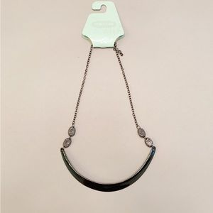 Maurice’s Womens Gun Metal Plate with Crystal Details Statement Necklace